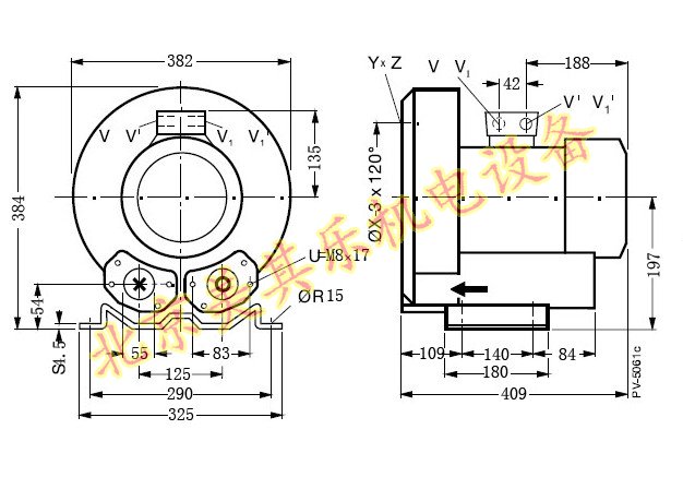  2GH710/4kw高壓鼓風(fēng)機CAD尺寸圖